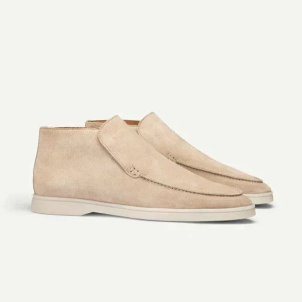 Men’s Winter Suede Loafer Boots - Minimalist Slip-On Ankle Shoes