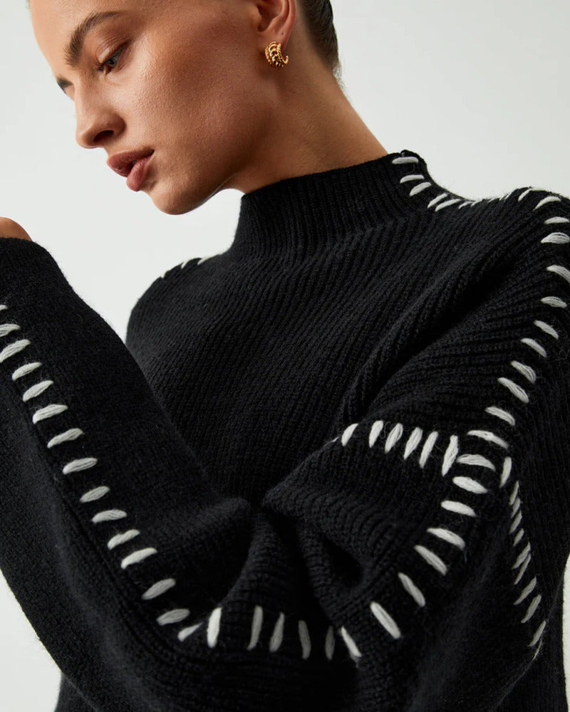 Women’s Relaxed Stitch Detail Sweater – Minimalist Knitwear