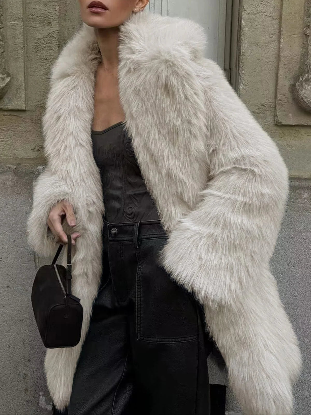 Women’s Longline Faux-Fur Coat