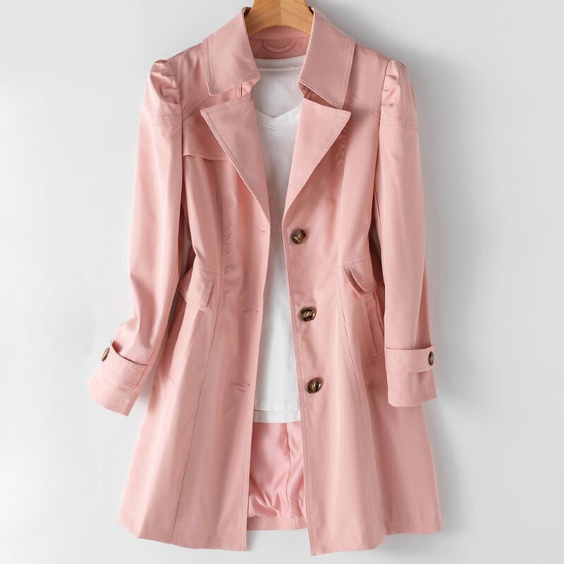 Women’s Classic Button Trench Coat - Mid-Length Overcoat