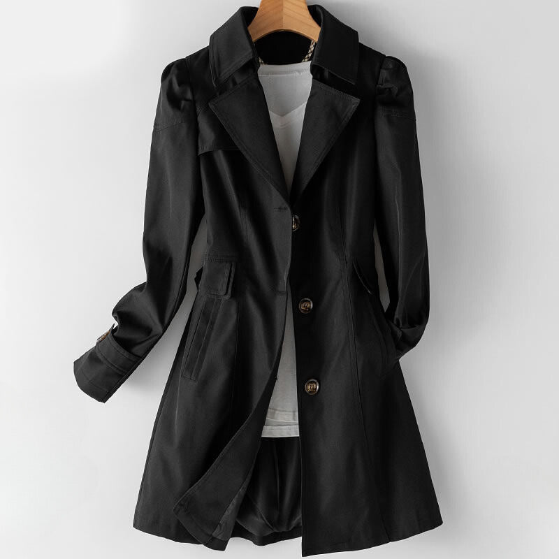 Women’s Classic Button Trench Coat - Mid-Length Overcoat