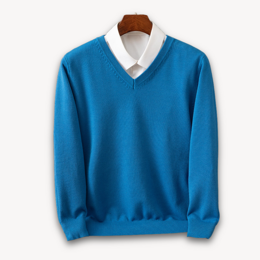 Men’s Preston Layered Collar Knit Sweater - V-Neck Pullover