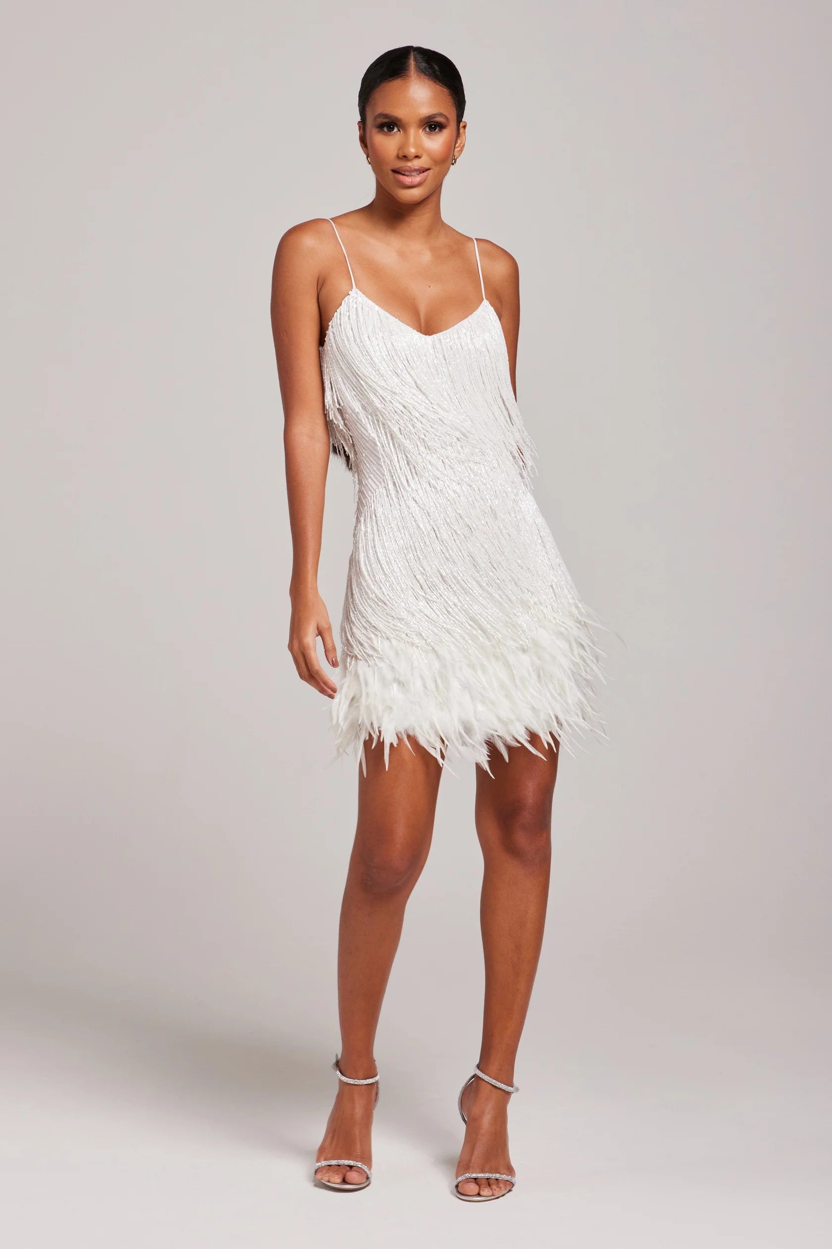 Women’s Fringe Mini Dress - Feather Hem Cocktail Party Dress