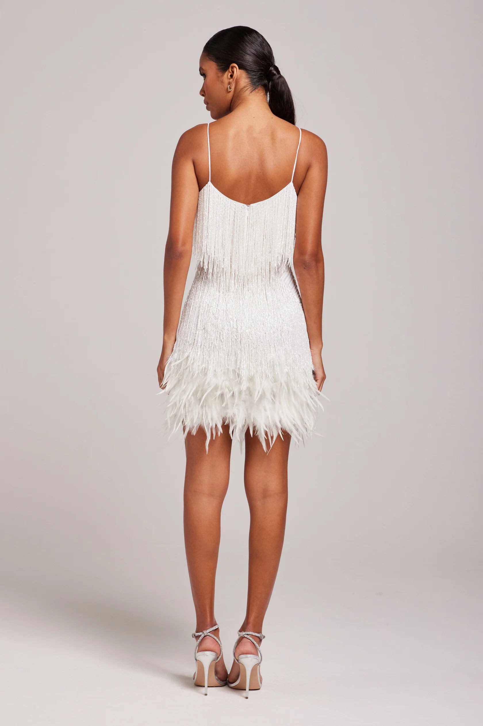 Women’s Fringe Mini Dress - Feather Hem Cocktail Party Dress