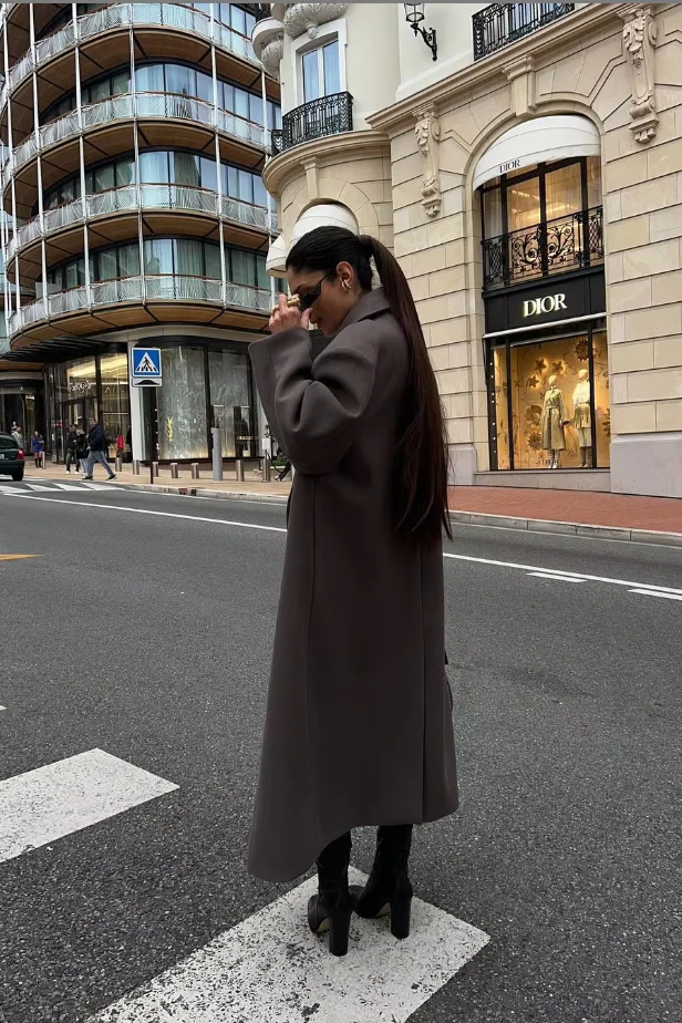 Women’s Winter Coat - Longline Double-Breasted Overcoat