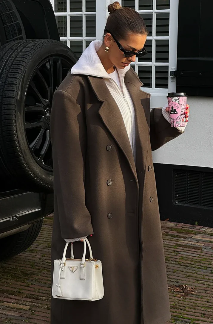 Women’s Winter Coat - Longline Double-Breasted Overcoat