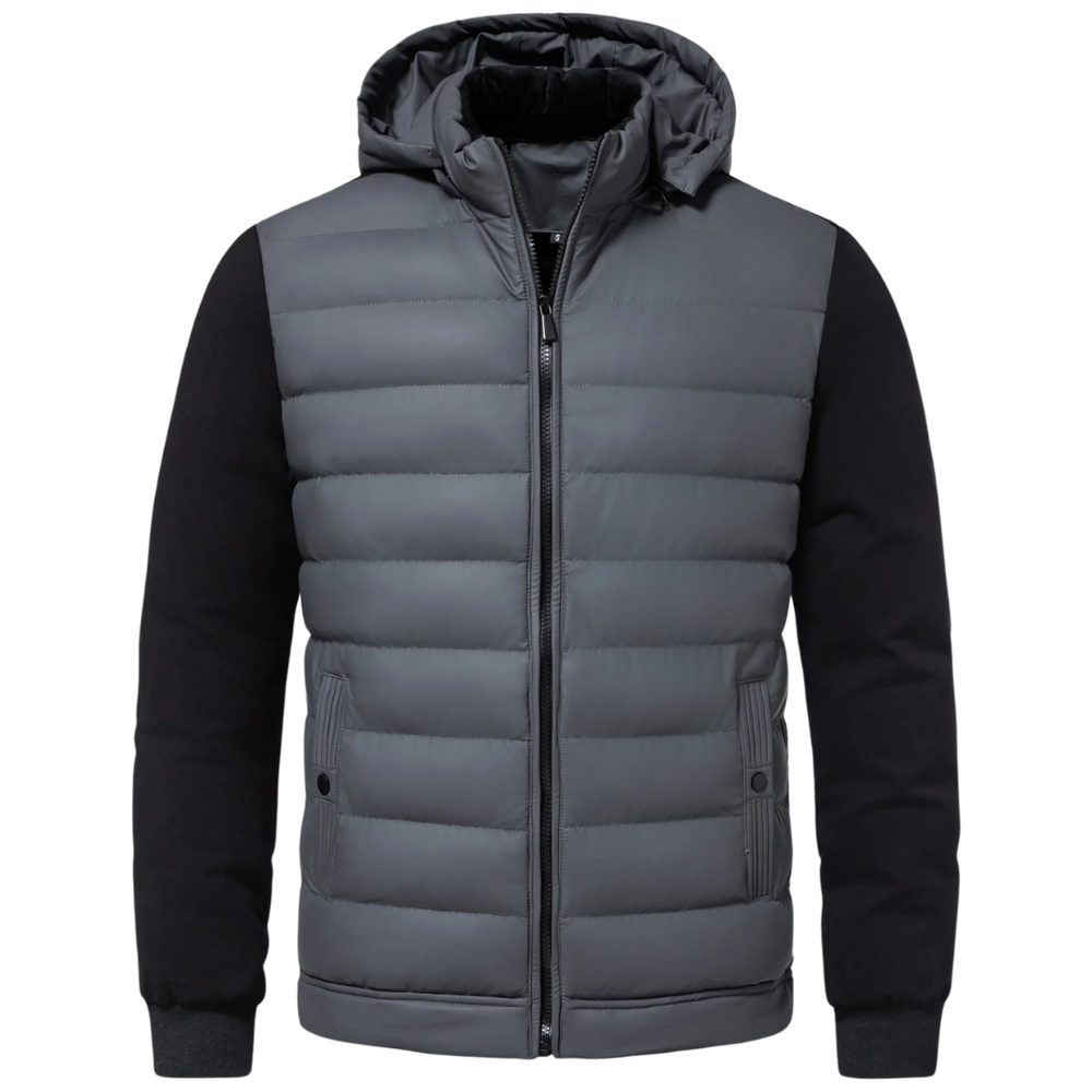 Men’s Puffer Zip Jacket - Quilted Hooded Outerwear