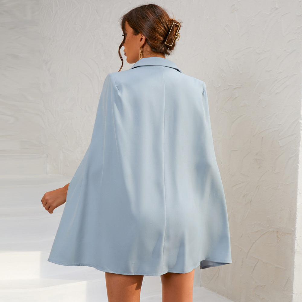 Women's Double-Breasted Cape Dress With Belt