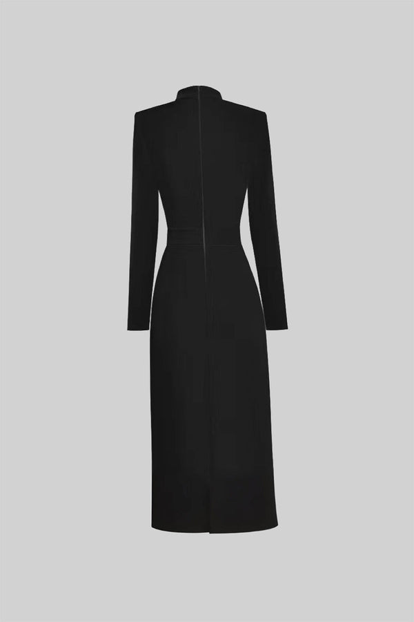 Women’s Long Sleeve Midi Dress - Bow Detail