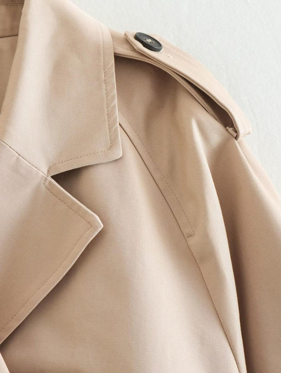 Cropped Double-Breasted Jacket with Belt Detail