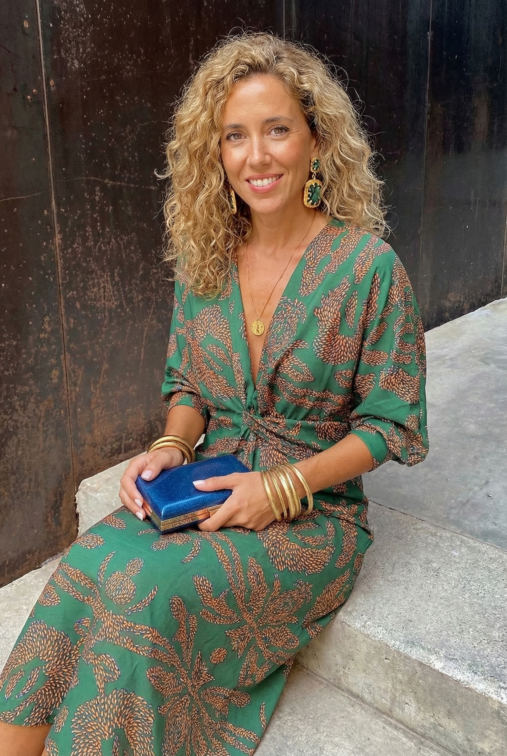 Women’s Aurelia Twist-Front Long Sleeve Midi Dress