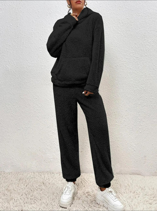 Women’s Cozy Loungewear Set - Hooded Top Relaxed Pants
