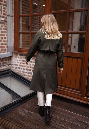 Women’s Double-Breasted Belted Trench Coat - Classic Longline