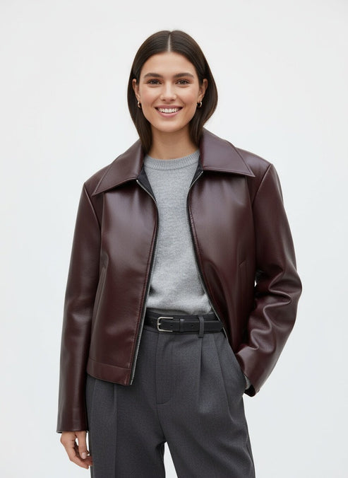 Women’s Aurelia Zip-Up Jacket - Classic Collared Outerwear
