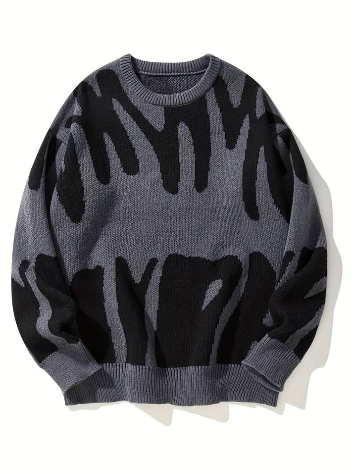 Women’s Abstract Pattern Knit Sweater - Relaxed Everyday Pullover