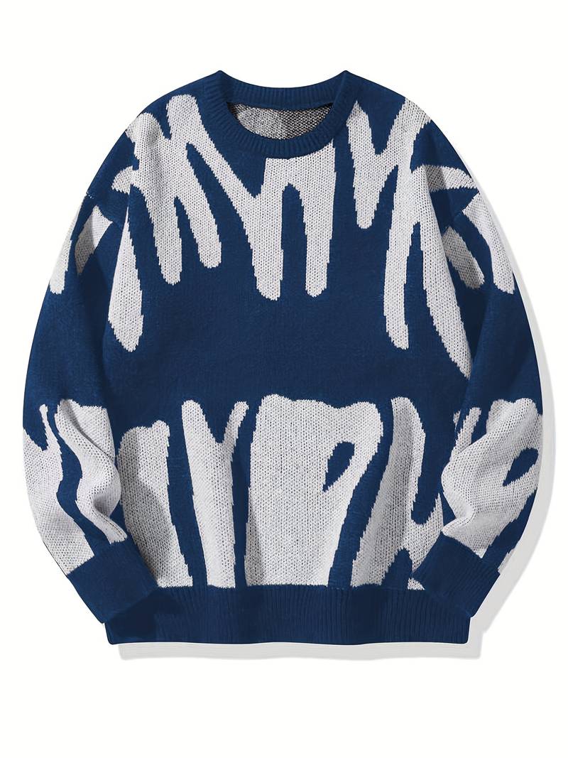 Women’s Abstract Pattern Knit Sweater - Relaxed Everyday Pullover