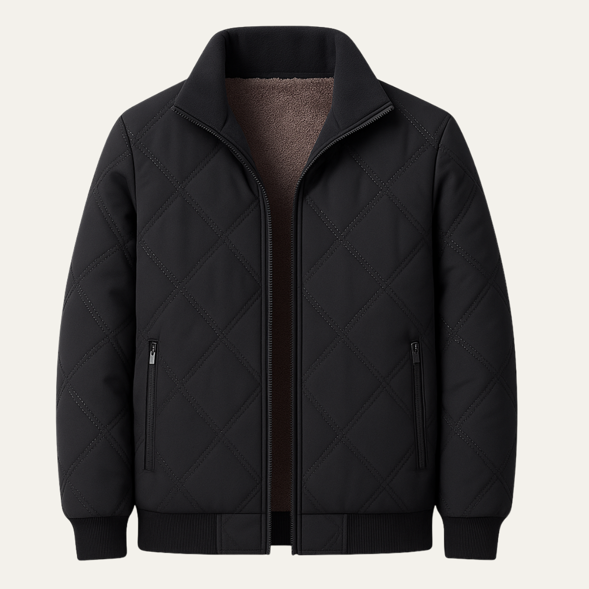 Men’s Padded Quilted Fleece Zip-Up Winter Jacket