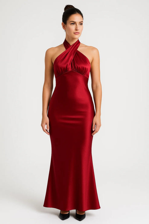 Women’s Halter Neck Maxi Dress - Elegant Evening Gown