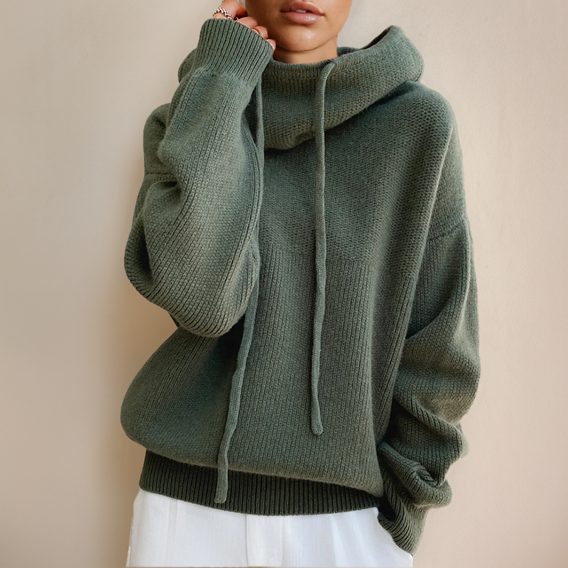 Women’s Relaxed Fit Knit Cowl Neck Hoodie