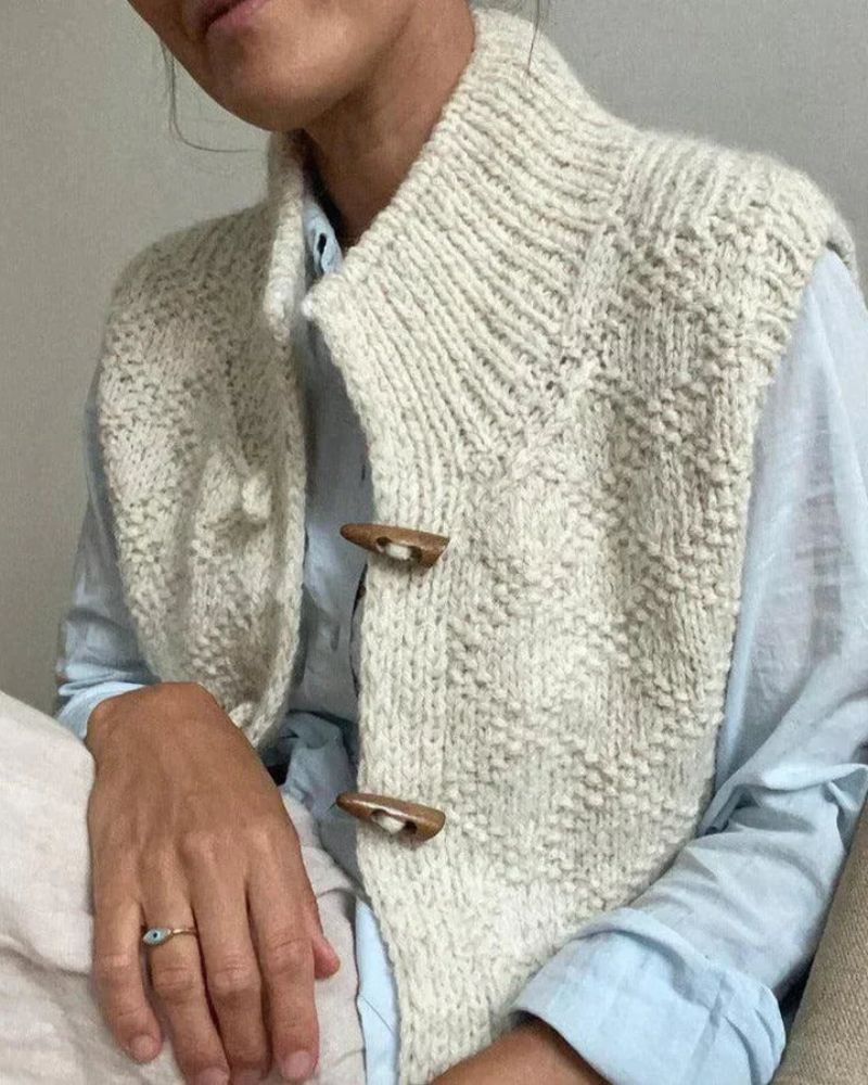 Button-Up Knit Vest - Sleeveless Layering Cardigan