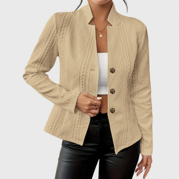 Women’s Button-Up Textured Blazer - Modern Structured Jacket