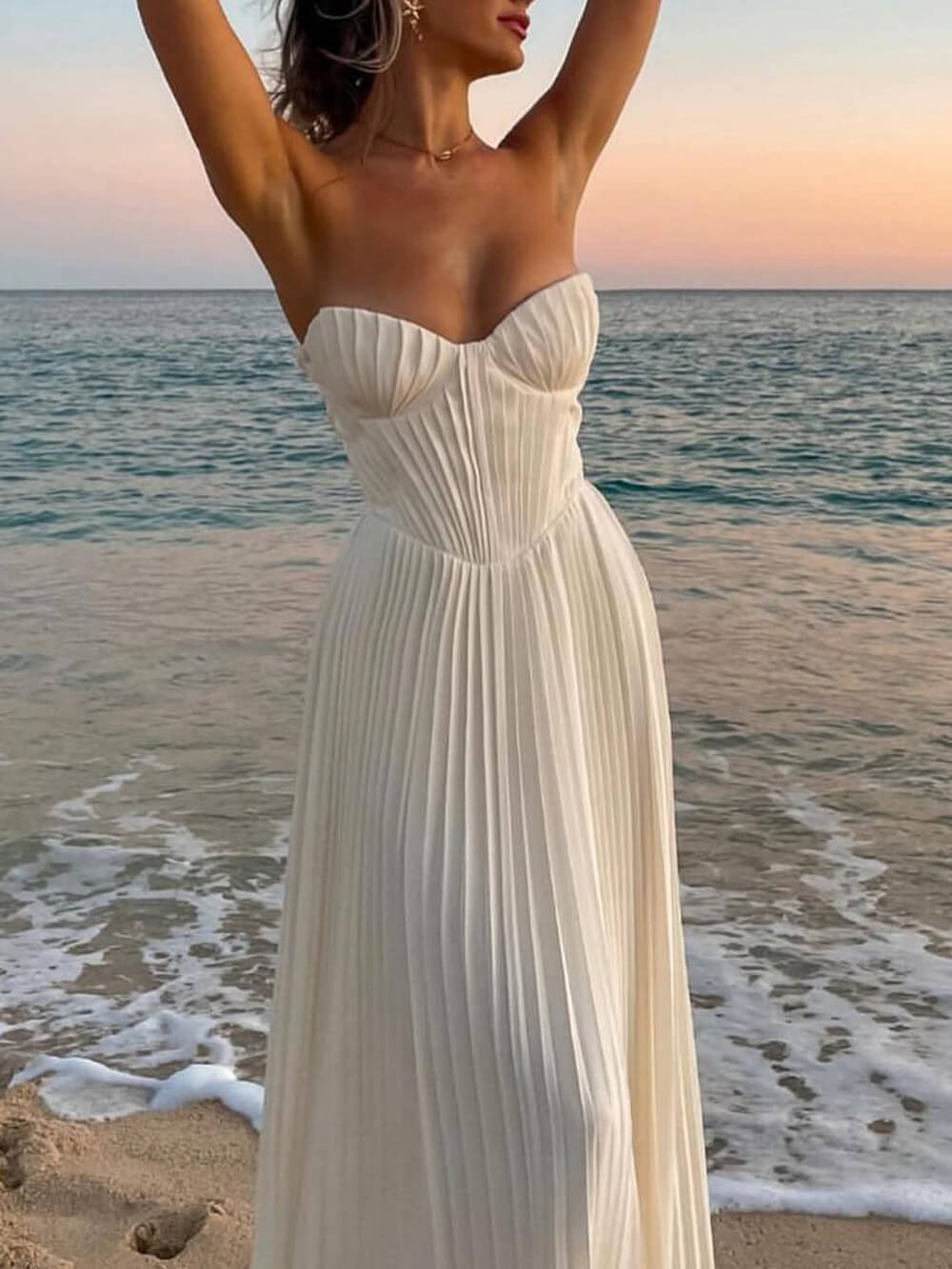 Sandswept Symphony Pleated Maxi Dress