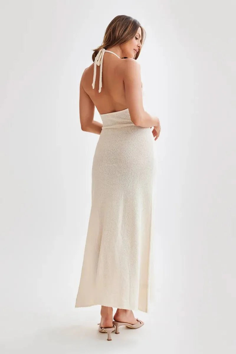 Dahlia - Embellished Halter Split Maxi Dress
