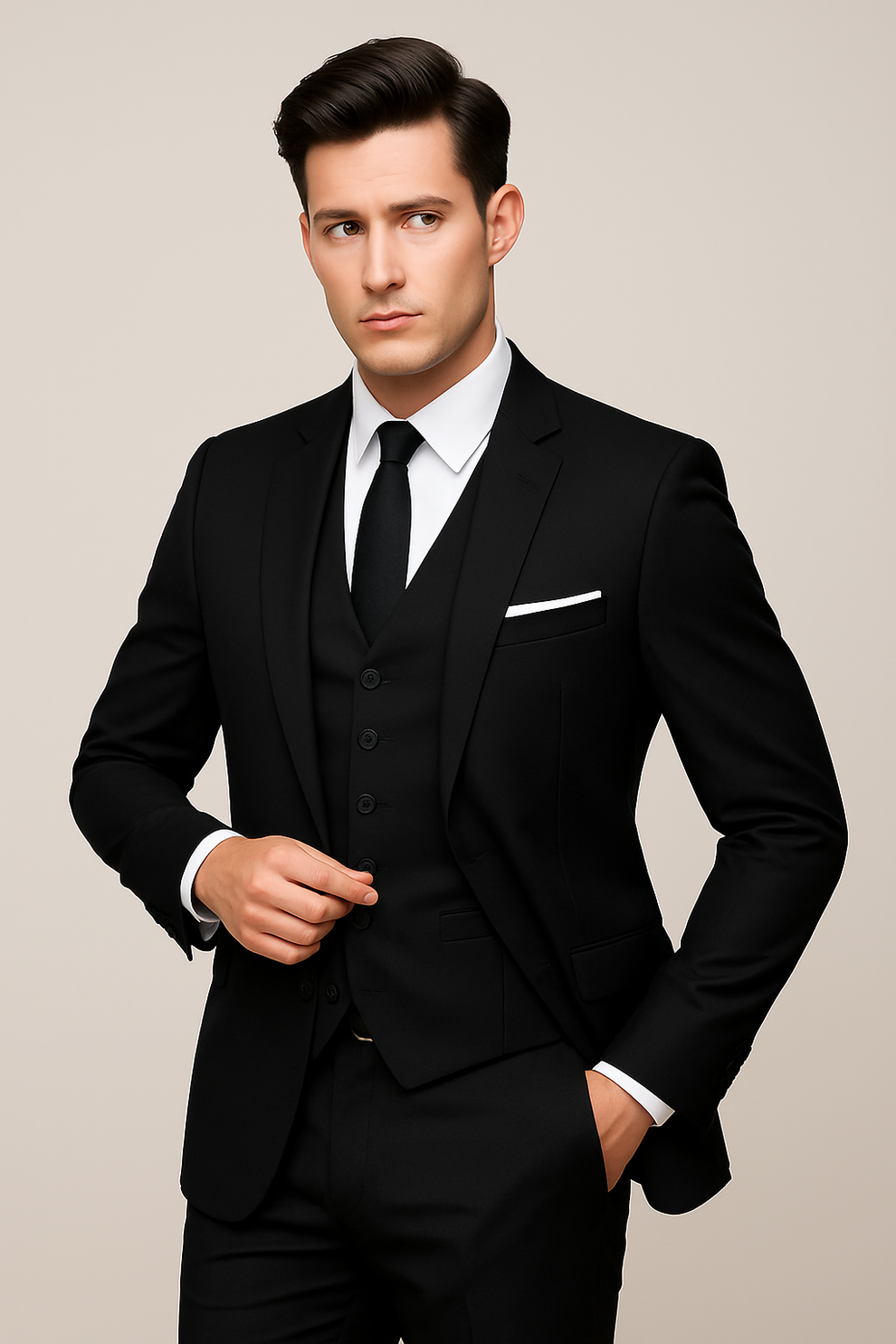 Men’s Three-Piece Formal Suit - Slim Fit Tailored Set