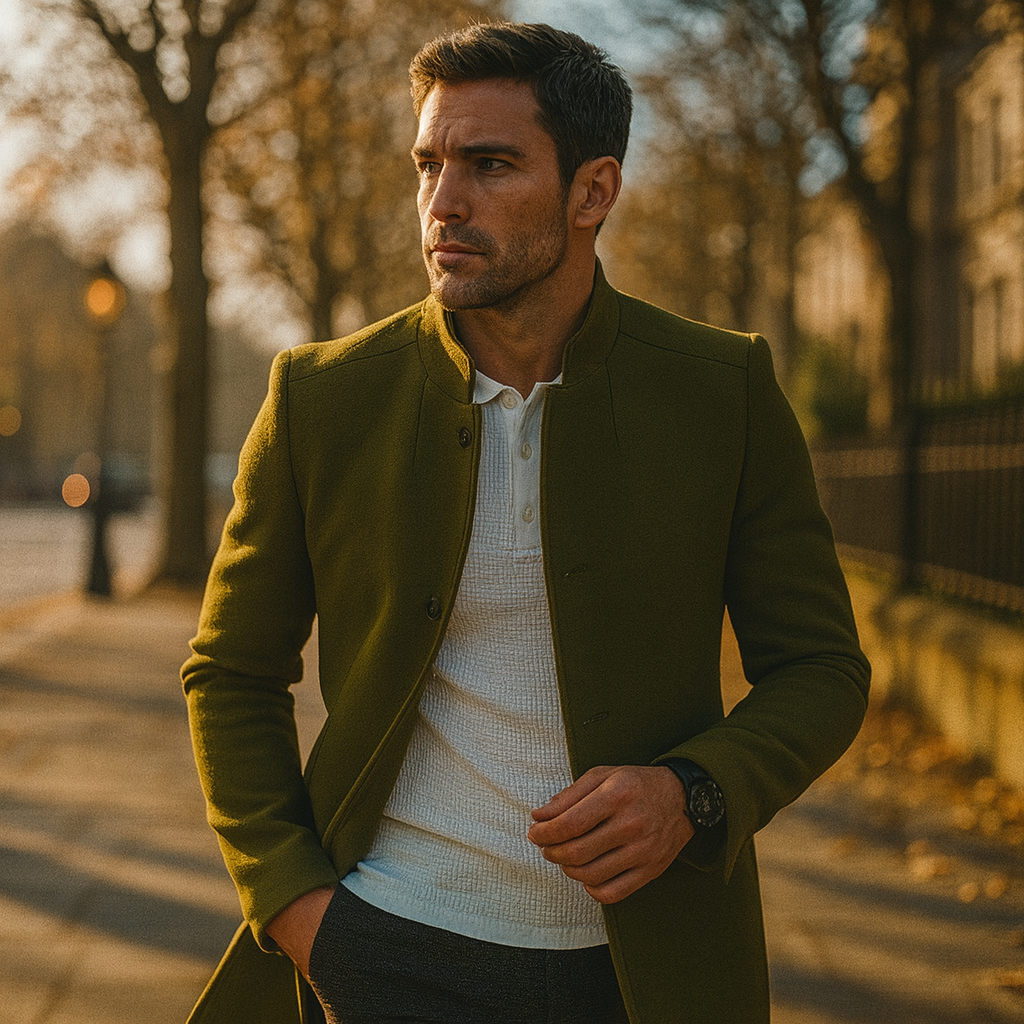 Men’s Smart Casual Minimalist Button-Front Winter Coat