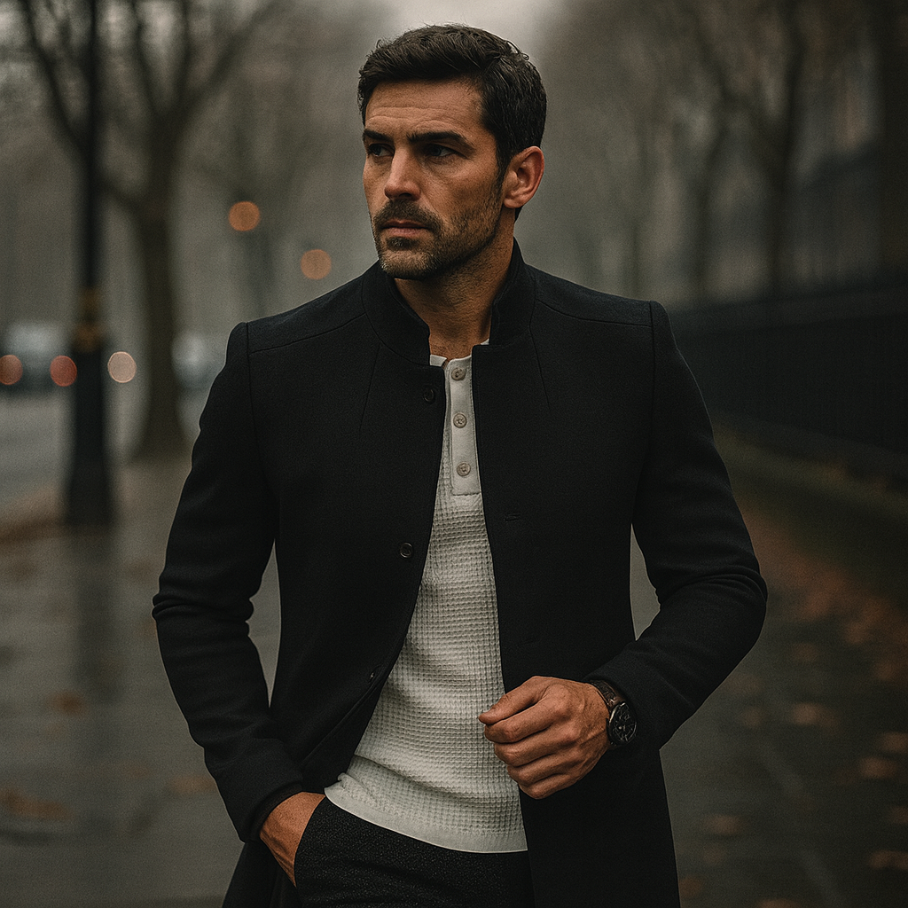 Men’s Smart Casual Minimalist Button-Front Winter Coat