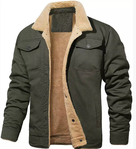 Men's Shearling Collar Lined Winter Jacket