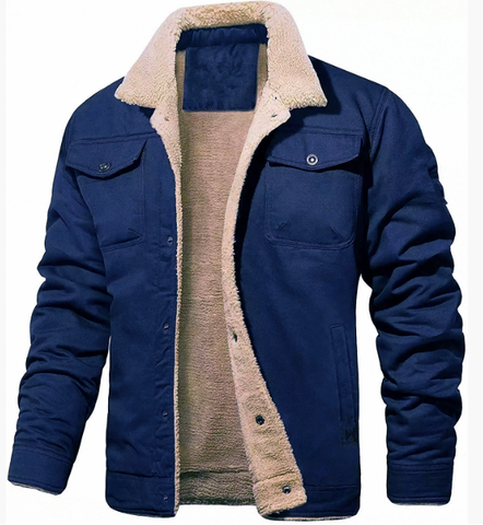 Men's Shearling Collar Lined Winter Jacket