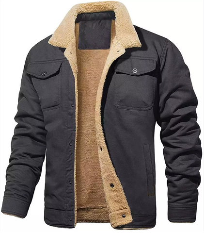 Men's Shearling Collar Lined Winter Jacket