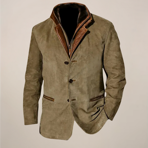 Men’s Vintage Reversed Collar Jacket - Classic Button-Up Design