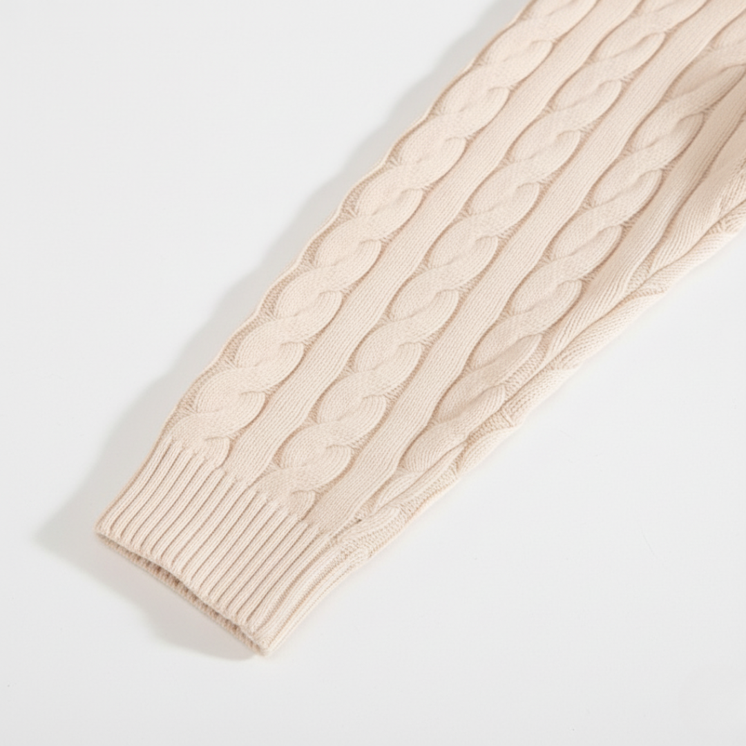 Men’s Cable Knit Half-Zip Sweater – Classic Textured Quarter-Zip Pullover
