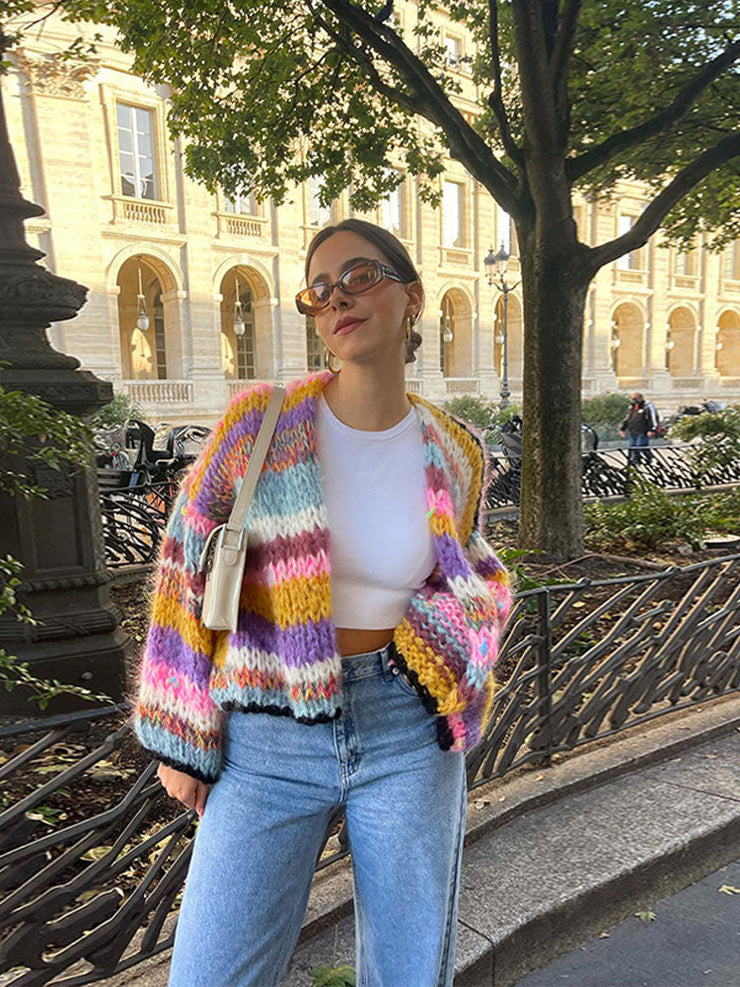 Mirabelle - Colorful Chunky Knit Cardigan