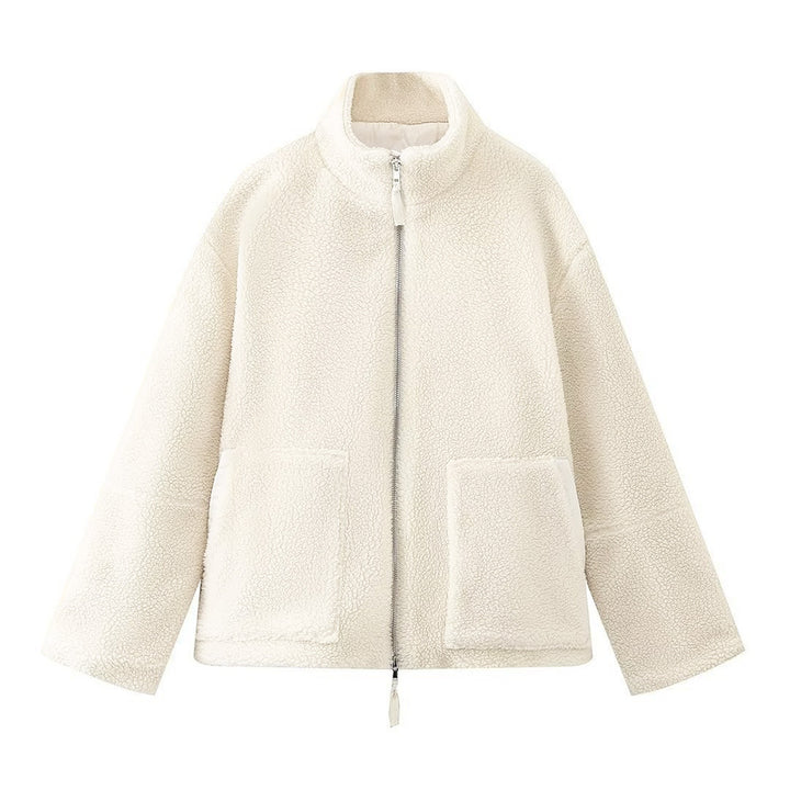 Women’s Oversized Zip-Up Fleece Jacket - Cozy Winter Outerwear
