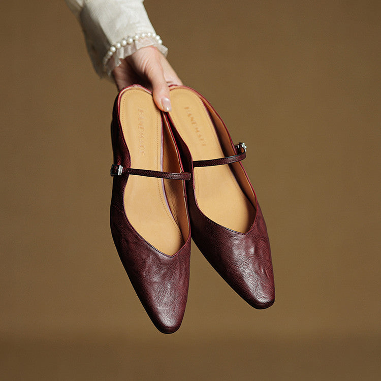 Women's Genuine Leather Slip-On Mules