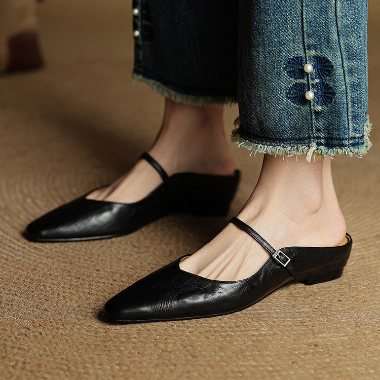Women's Genuine Leather Slip-On Mules