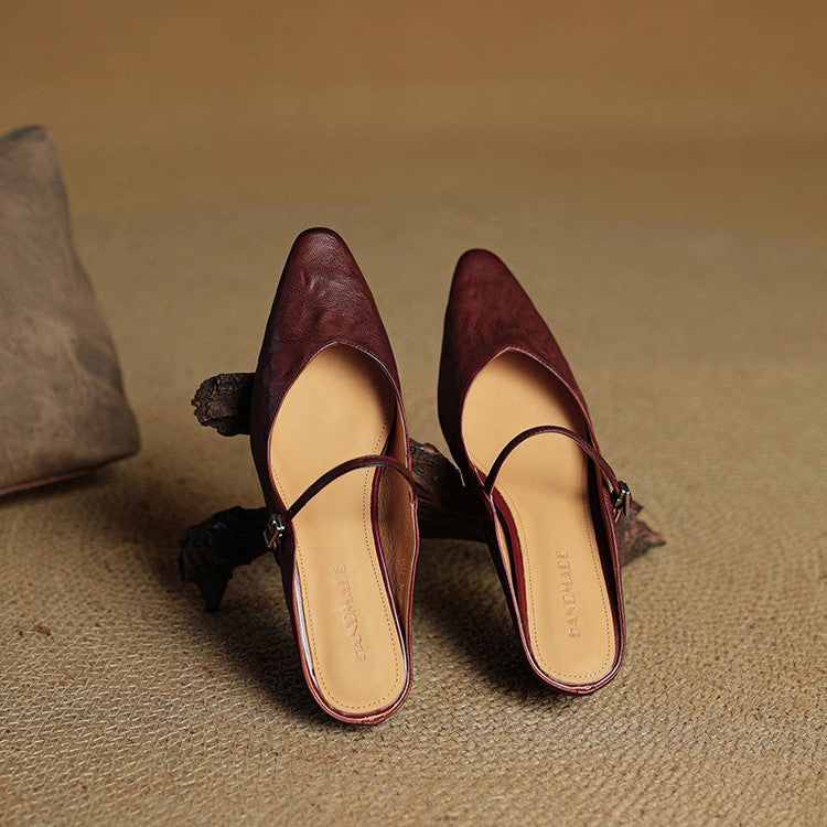 Women's Genuine Leather Slip-On Mules