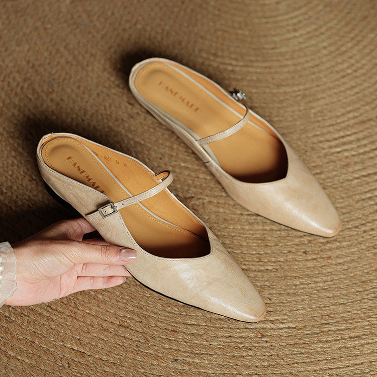 Women's Genuine Leather Slip-On Mules