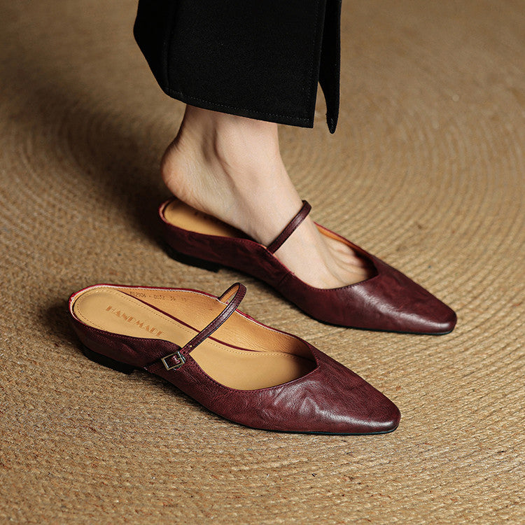 Women's Genuine Leather Slip-On Mules