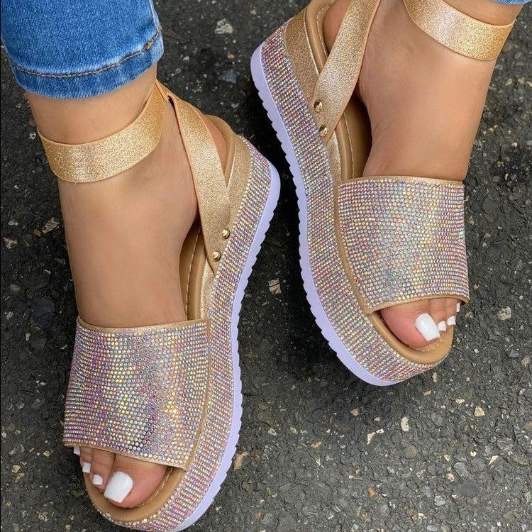 Women's Spring Rhinestone Strap Platform Sandals