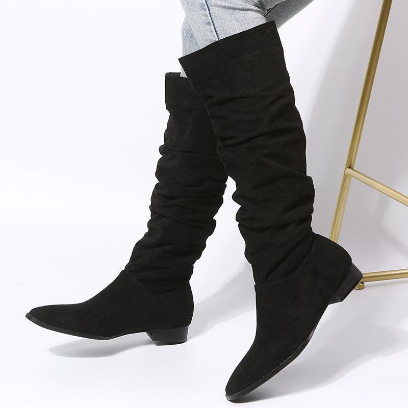 Women’s Nova Slouch Knee-High Boots - Soft Faux Suede Flat Boots