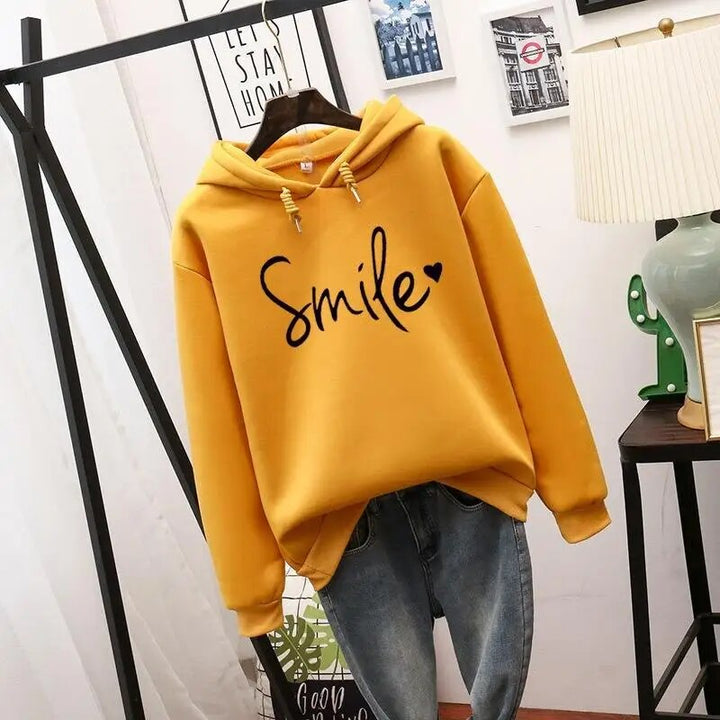 Women’s “Smile” Graphic Hoodie - Casual Pullover Sweatshirt