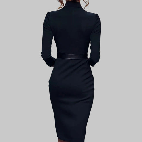 Women’s Darcy Refined Collar Belted Sheath Midi Dress