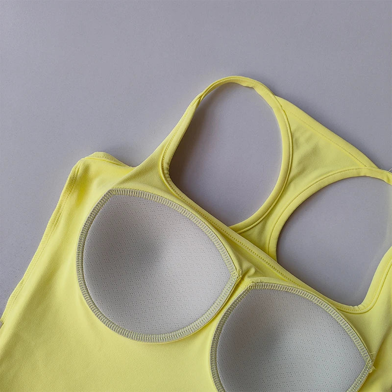 Women’s Longline Sports Bra - Racerback Yoga Crop Top & Activewear Tank