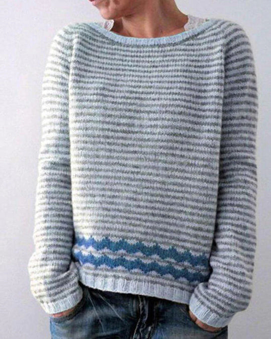 Women’s Nordic Pattern Knit Sweater - Relaxed Fit Pullover