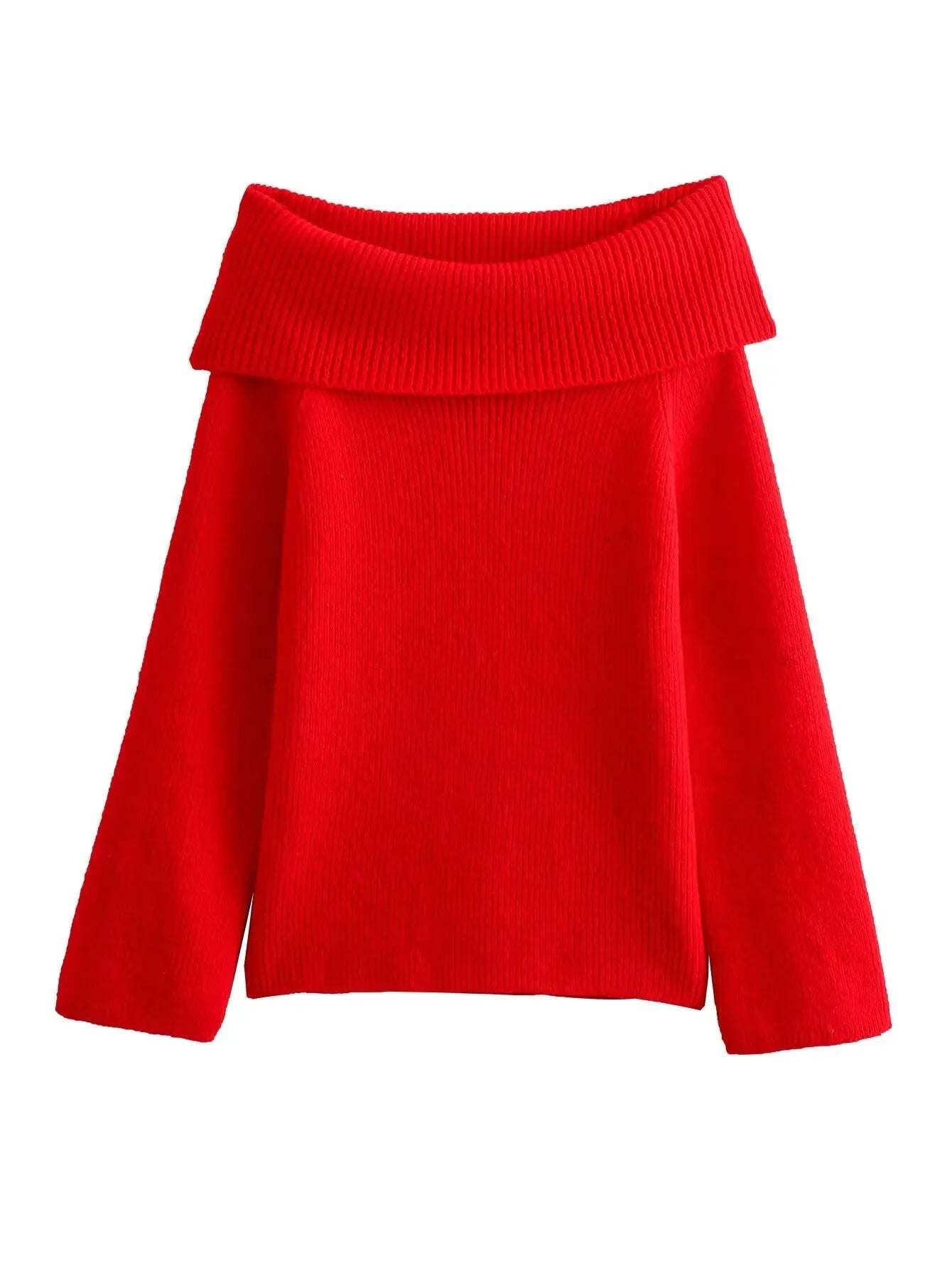 Women’s Off-Shoulder Knit Sweater – Relaxed Fit Pullover