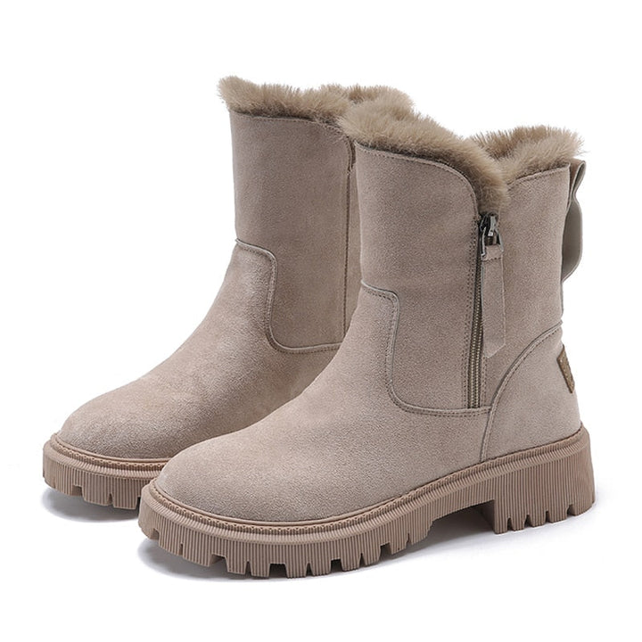 Women’s FrostStep Plush-Lined Winter Ankle Boots – Zip-Up Chunky Sole